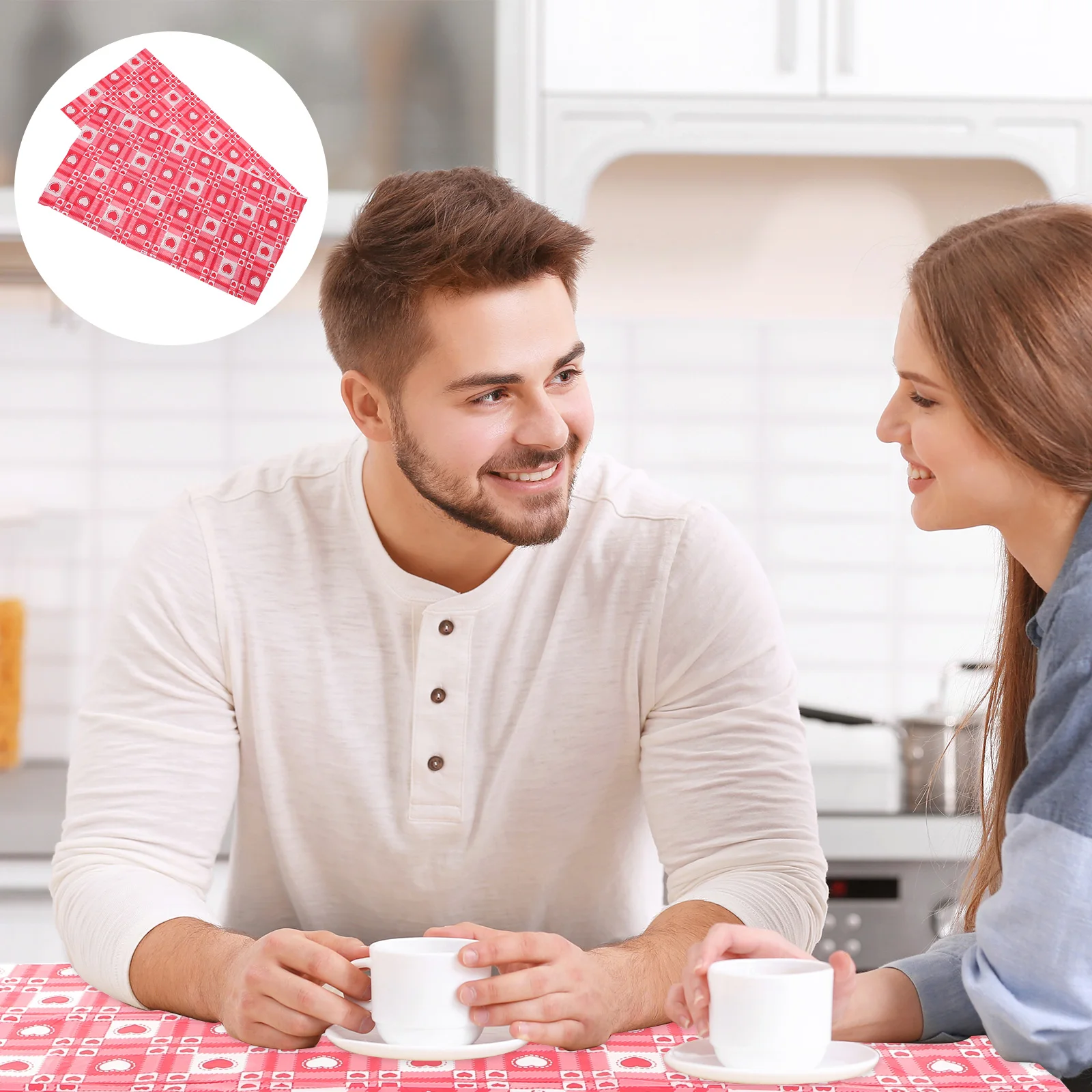 

Love Heart Tablecloth for Valentine Wedding Anniversary Decorative Plastic Disposable 8-12 Seats Party Buffet Background