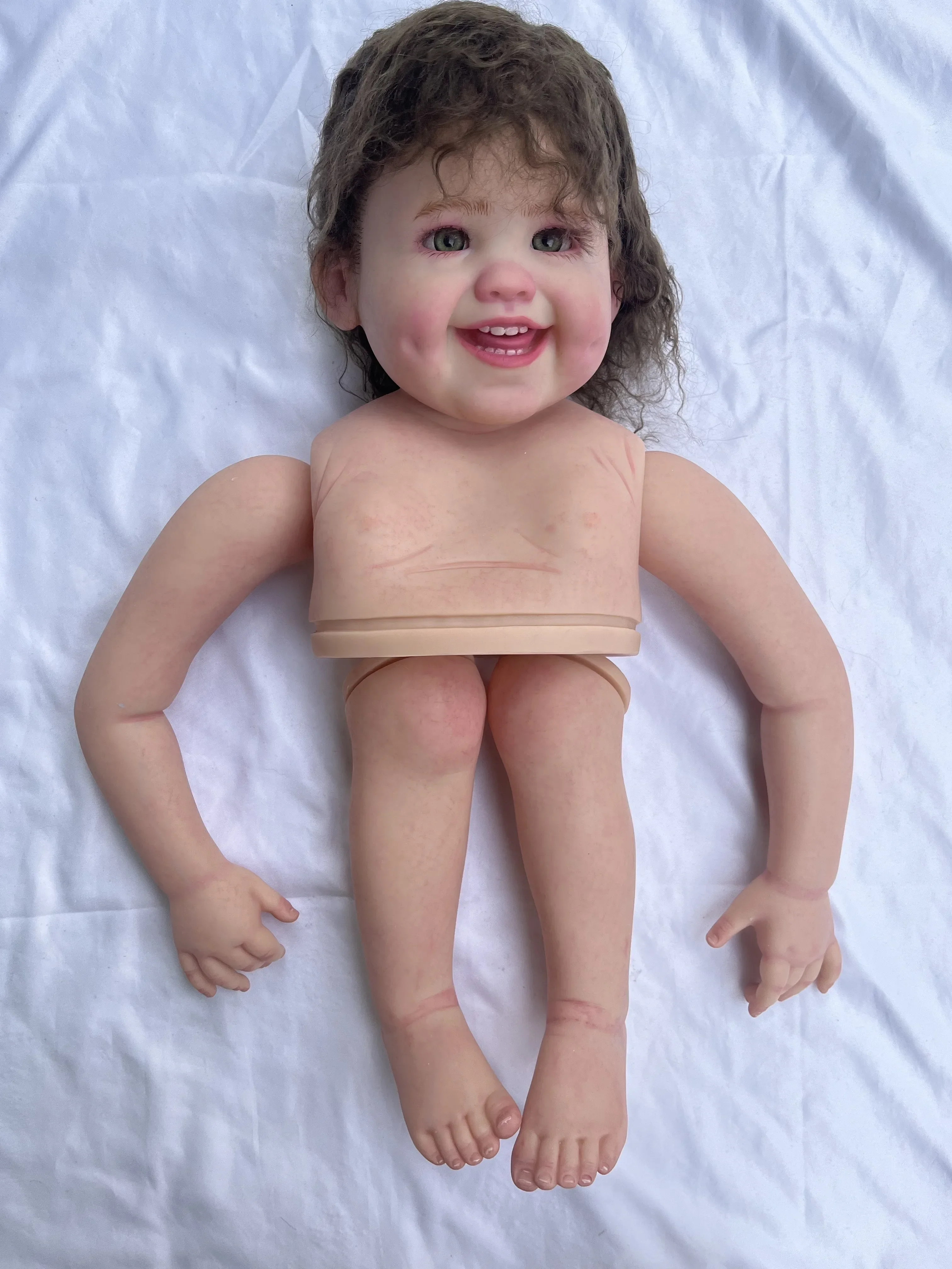 

DLS Customized 32inch Reborn Baby Dimple 2version Finished Doll/Painted Kit Hand-Rooted Hair Real Photos
