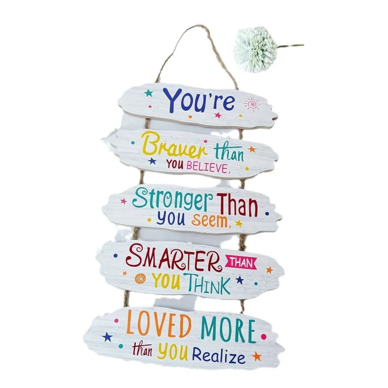 الإنجليزية الزخرفية خشبية حبل القنب سلسلة علامة غرفة الأطفال عطلة تشجيع الديكور هدية #1