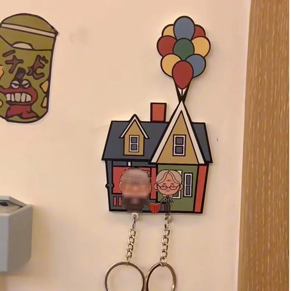 Chave Gancho Forma Casa Cabide Anime Gancho Balão Decoração de Parede de Cozinha, Casal Criativo Chaveiro, Figura Dos Desenhos Animados, Decoração