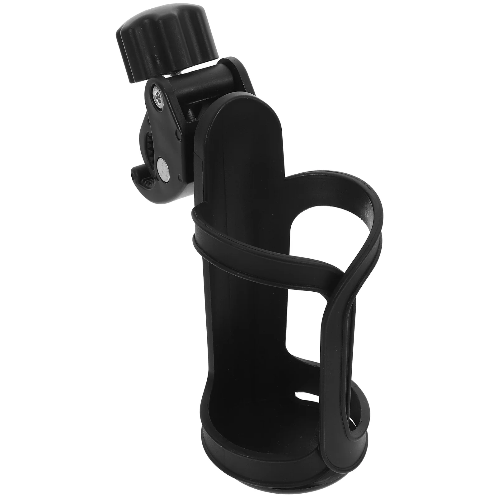 Universal Black Clamp-on Wheelchair Cup Holder Quick Release Water Bottle Holder for Stroller Bike Scooter Motorcycle