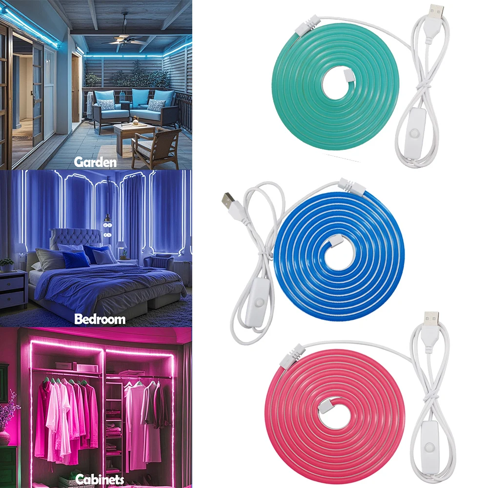 

Push button switch color neon light, bright and even color, USB interface, suitable for living room, bedroom and so on.