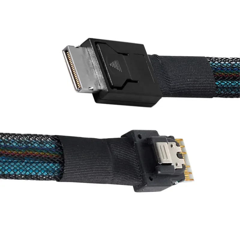SFF-8611 Male to SFF-8643 Data Cable HBA Array Card Hard Disk Backplane Cable for ThinkBook SFF-8612 External Graphics Card