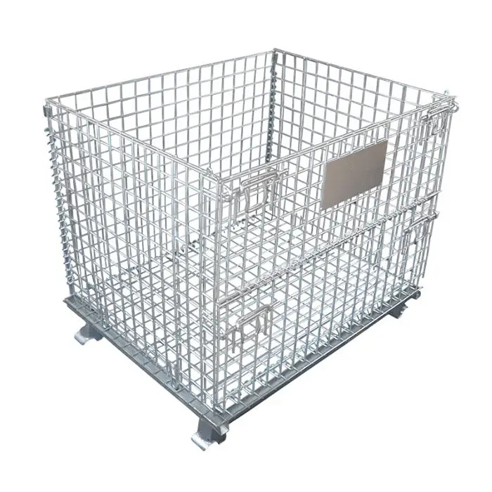 Wire Mesh Container Warehouse Heavy Duty 800kg Stacking Folding Metal Galvanized Wire Metal Pallet Storage Cages for Sale