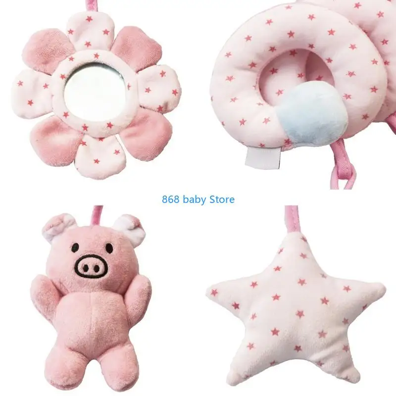 29ee crib rattle plush bed 주변 교수형 인형 초기 교육 소프트 장난감 시트 데코를위한 유모차 자동차를위한 치아와 소프트 장난감