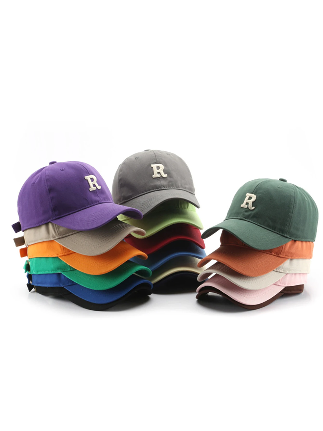 1 unisex all season wearing pure cotton letter R fashionable baseball cap