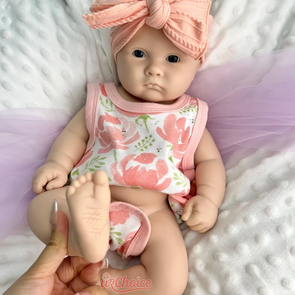 18Inch Open Mouth Chubby Girl Full Flexible Silicone Reborn Baby Realistic Weighted Unpainted Newborn Doll for Artist Collector
