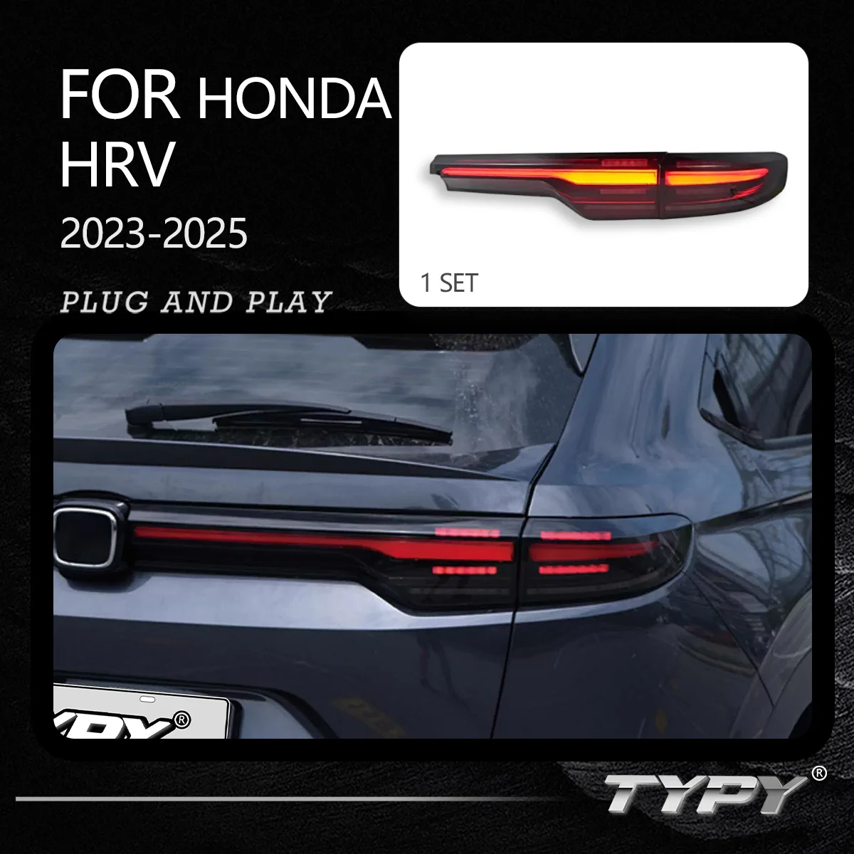 

TYPY динамический указатель поворота задний фонарь автомобильные аксессуары обновление модифицированный новый светодиодный для Honda HRV задний фонарь 2023-2025 задние фонари