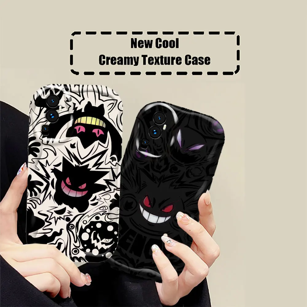 Gengar Mewtwo Pokemon Phone Case For OPPO Reno 11 11F 8 8T 7 7Z 6 5 5F 4 Pro A17 A16 A16S A54S A15S A35 A15 3D Wave Cover