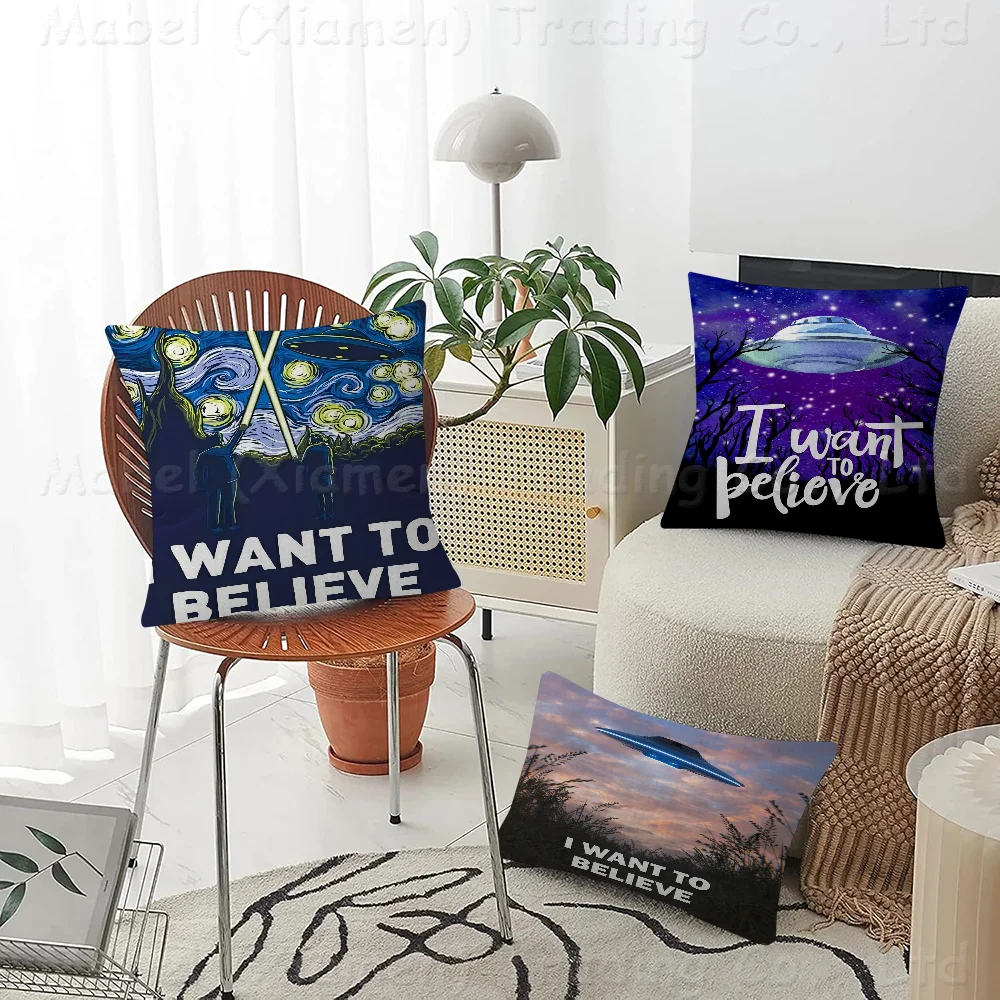 

The X-Files I Want To Believe Cushion Cover Pillowcase Upholstery Sofa Throw Pillow Home Decor Pillowcas