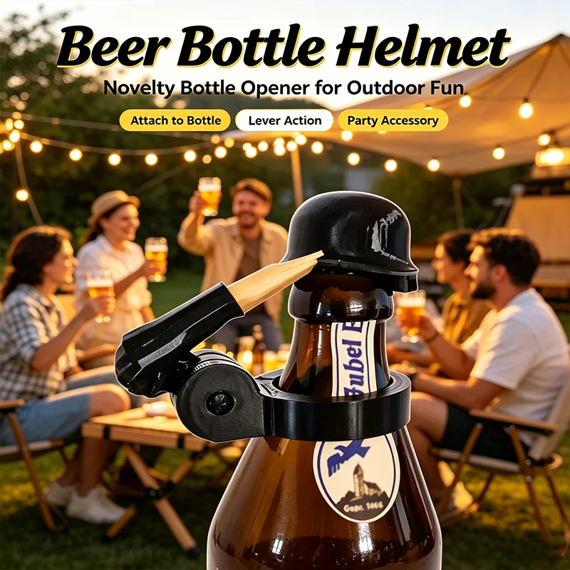 Dustproof Beer Bottle Helmet with Soldier Greeting Creative Wine Bottle Covers Reusable Beer Bottle Cap Party Bar Supply