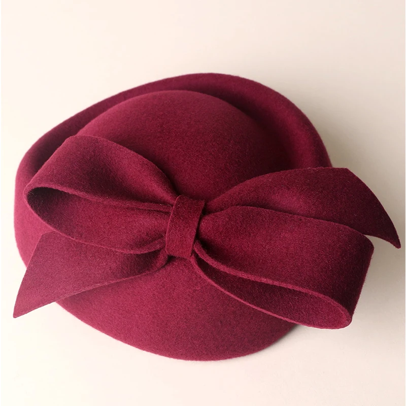 Women Church Fascinators Hats Black Vintage Wool Wedding Pillbox Tea Party Hat Fedora Felt Fedora Red For Ladies Derby Hat