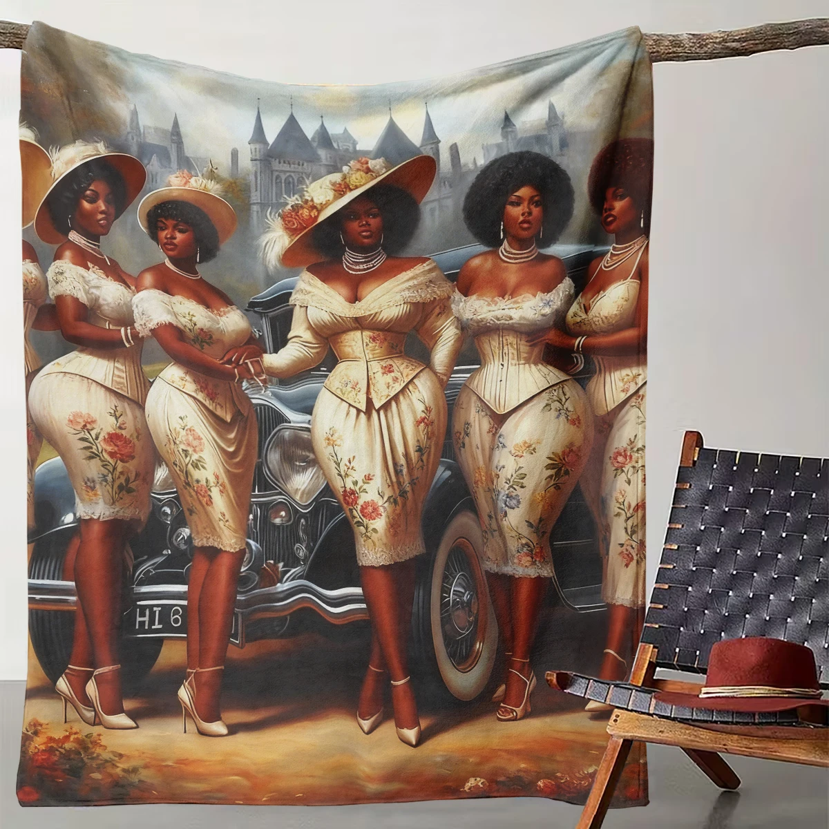

1 elegant vintage dress ladies blanket classic car aristocratic style flannel throw blanket