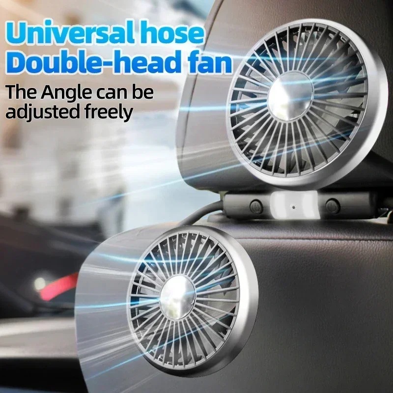 Portable Car Fan USB Dual Power 360° Adjustable Silent Cooling Safe for Dashboard Seat Outlet Desktop Use Summer Travel Gift