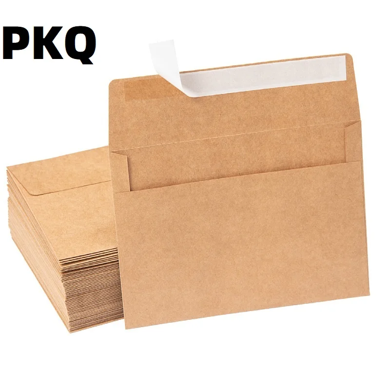 

20/конверты из крафт-бумаги, пустой самоклеящийся коричневый конверт для приглашений 18x13 см для поздравительных открыток своими руками