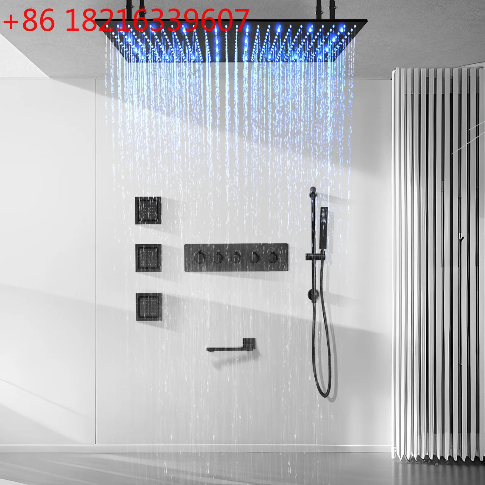 LED top spray shower concealed bathroom constant temperature massage side spray shower full set 400 * 800mm