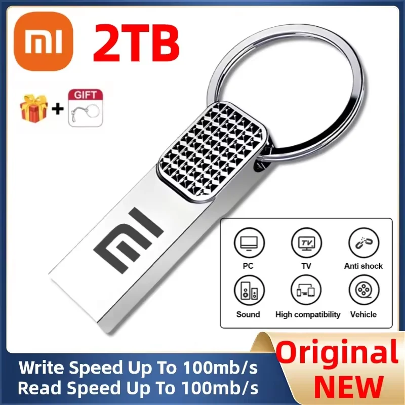 Xiaomi Flash Drives 3.0 2 ТБ Металлический высокоскоростной Pendrive 1 ТБ 512 ГБ Портативный накопитель Водонепроницаемый USB-флешка Memoria Адаптер TYPE-C