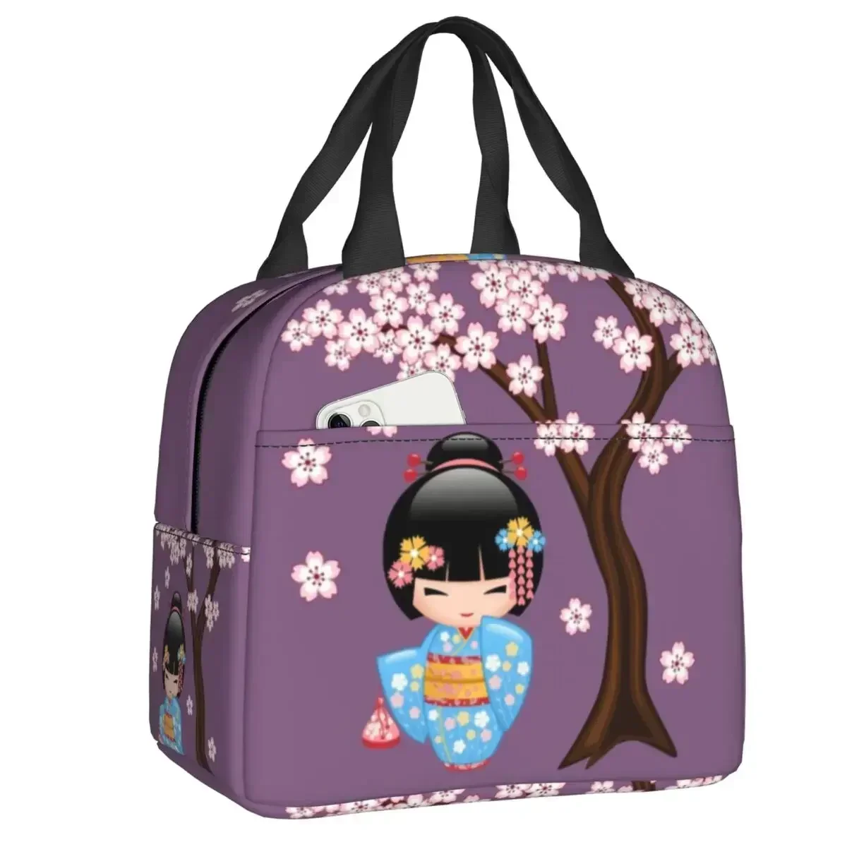 

Japanese Geisha Insulated Lunch Bags for Work School Geiko Geigi Portable Thermal Cooler Bento Box Women Children