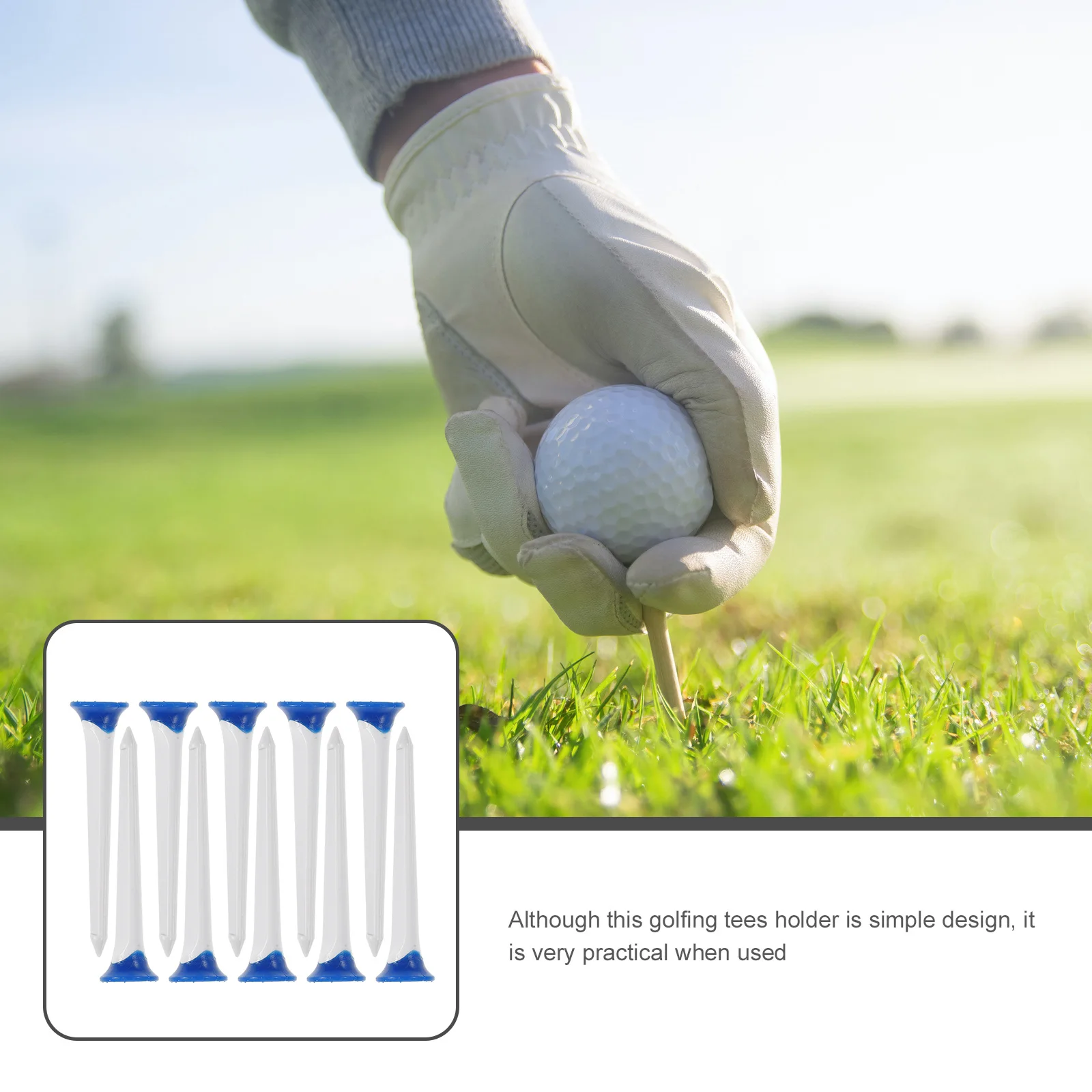 10pcs Golf Tees Plastic Ball Durable TPE Not Break Deform Simple Shape Easy Use Blue White Round 8cm Height Perfect Gifts