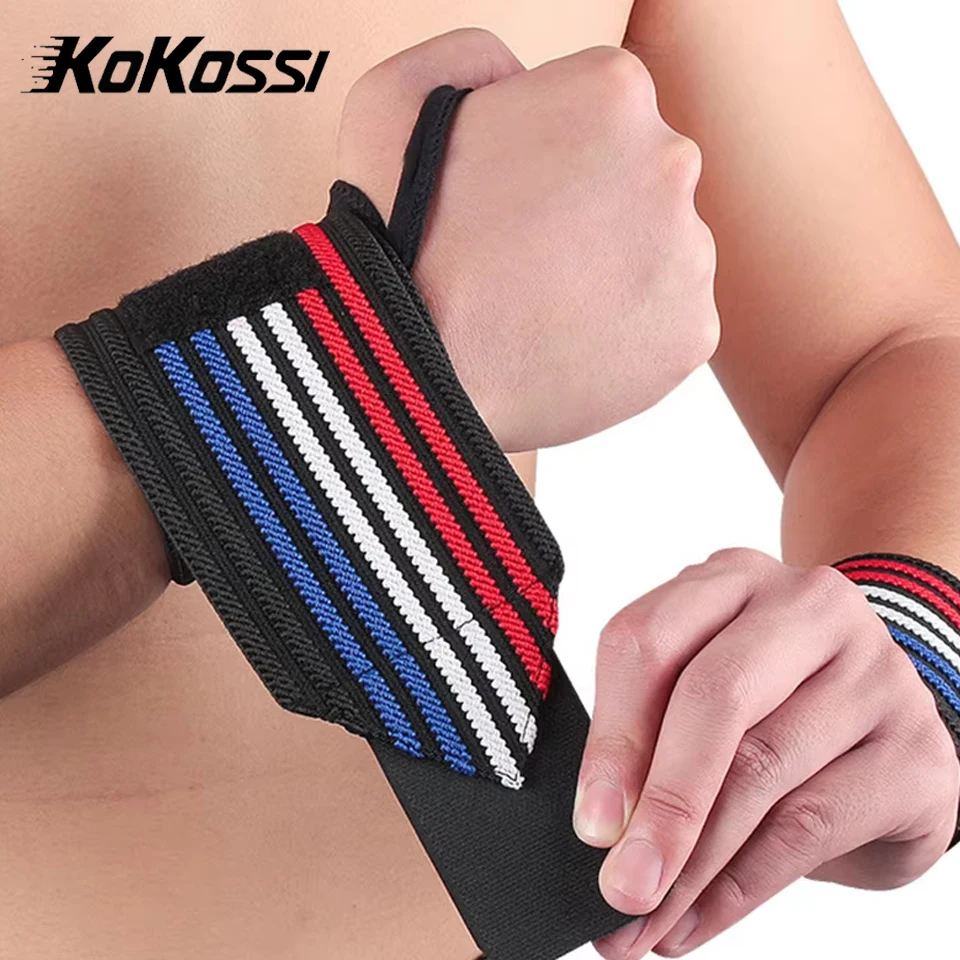 1PCS/LOT Tricolor Wrist Support Gym Weightlifting Training Weight Lifting Gloves Bar Grip Barbell Straps Wraps Hand Protection