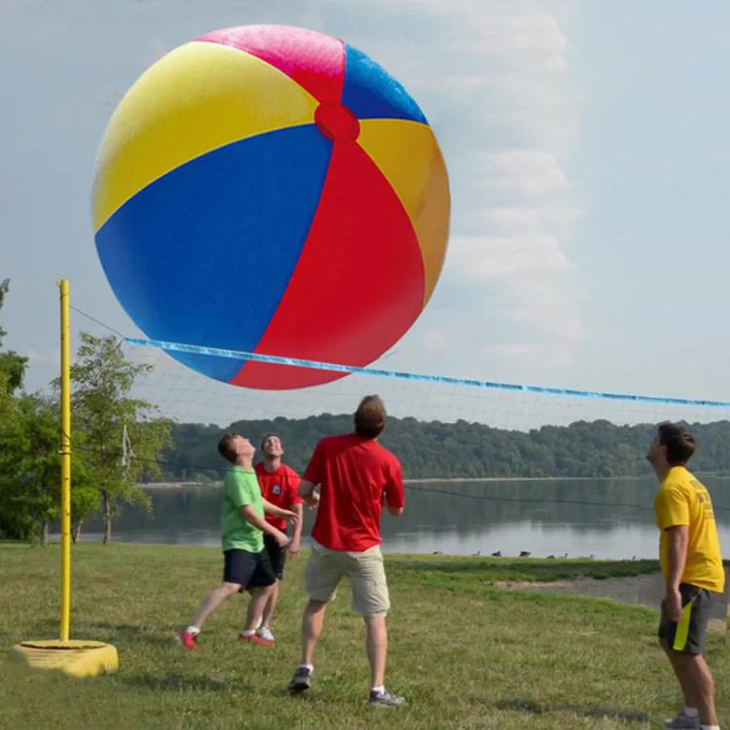 3 cores gigante inflável bola de praia esportes ao ar livre água grande jogo balões praia piscina jogar bola para o miúdo adulto manual bomba de ar