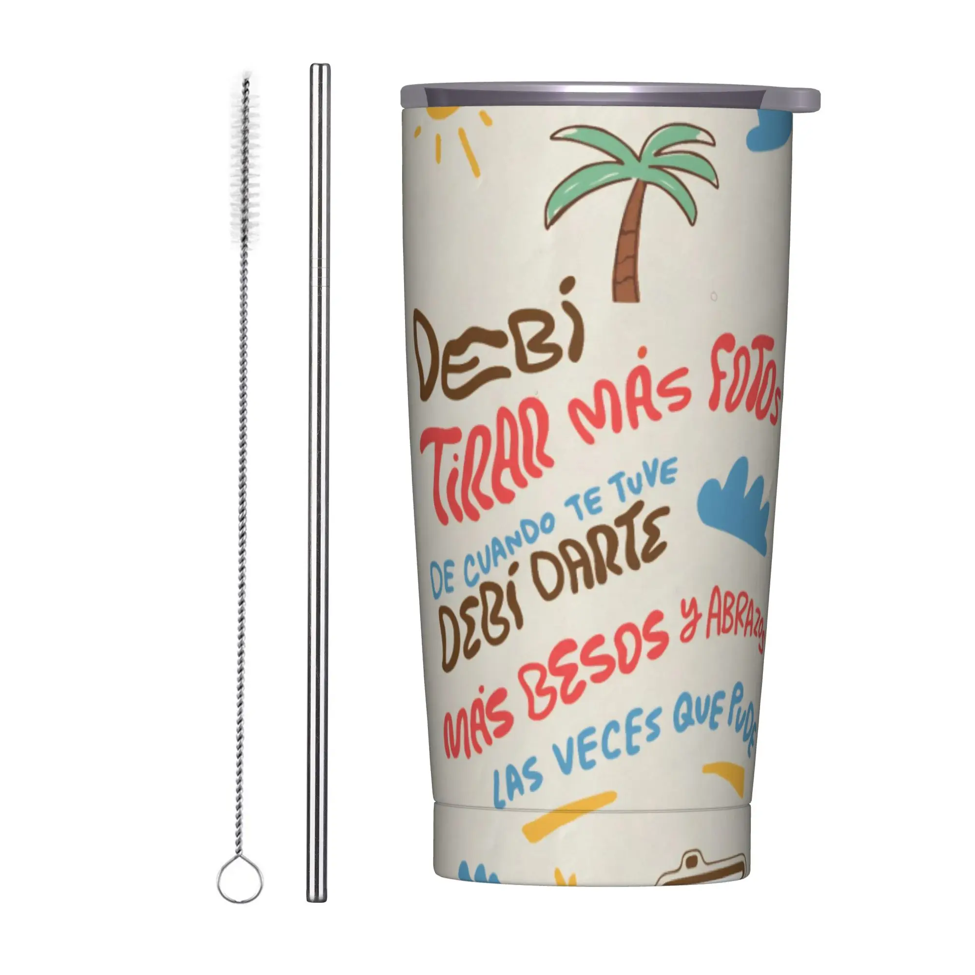 Bad Bunny DTMF Tour 2026 Insulated Tumbler with Straws  Vacuum Coffee Mugs Double Wall Hot Cold Drinks Cups 20oz