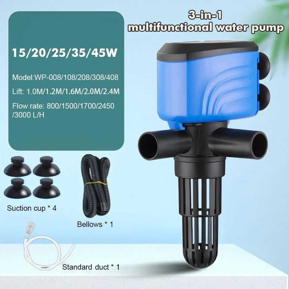 Fish Tank Submersible Pump Silent Oxygenation Filter Pressure-resistant Three-in-one Waterproof Epoxy Seal Circulation Wate Y8T5