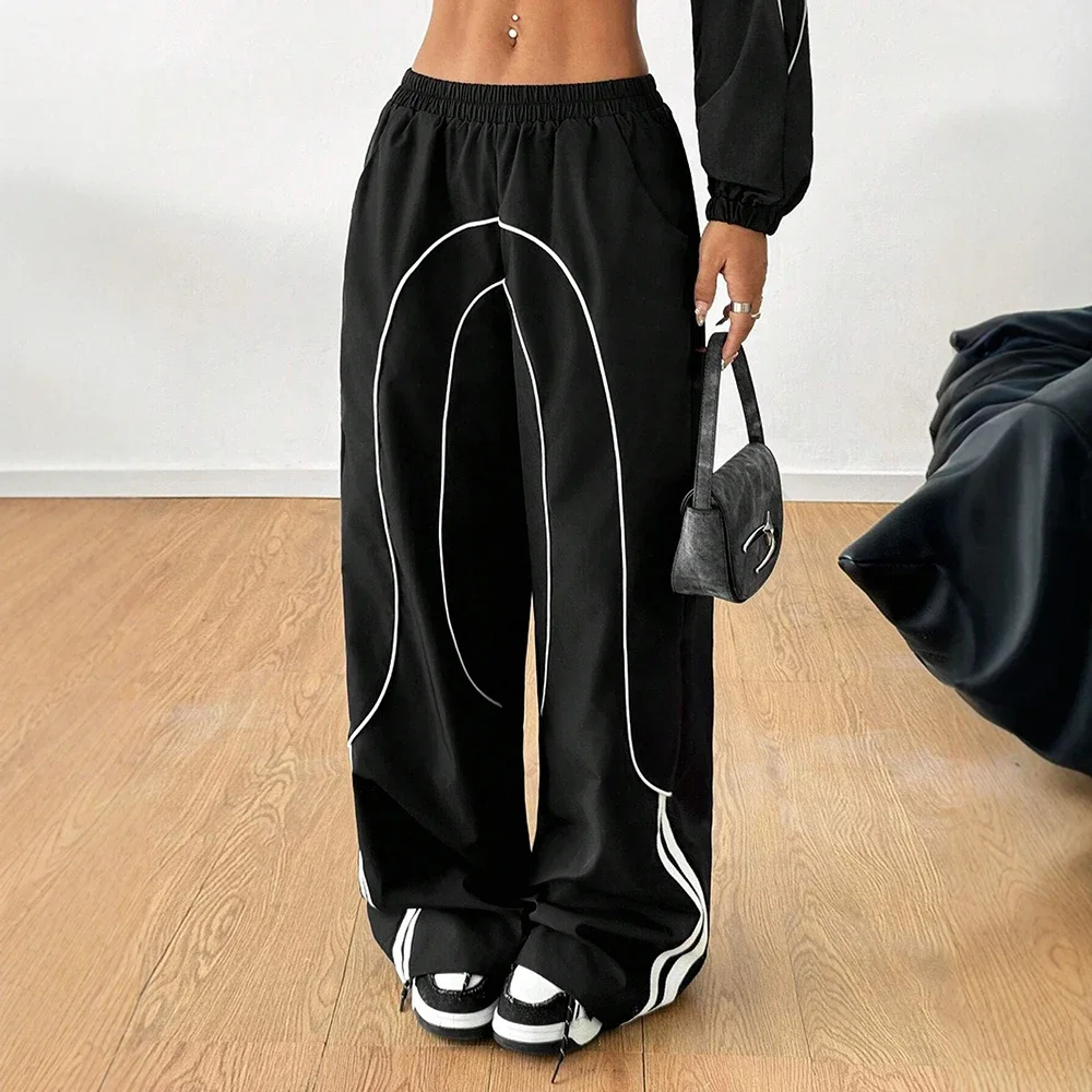 

Pants Summer Korean Fashion Patchwork Binding Full Length High Waist Streetwear Pants For Women