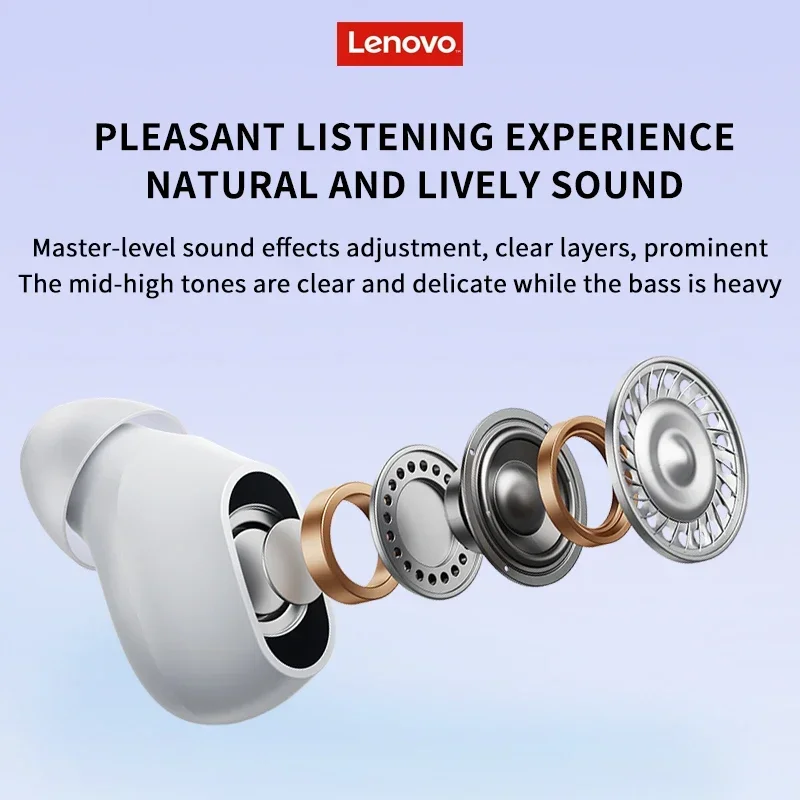 5Pcs Wholesale Lenovo XT62 Earphones Wireless Bluetooth 5.3 HiFi Stereo Sport Headphones With HD Microphone Call Headset 300mAh