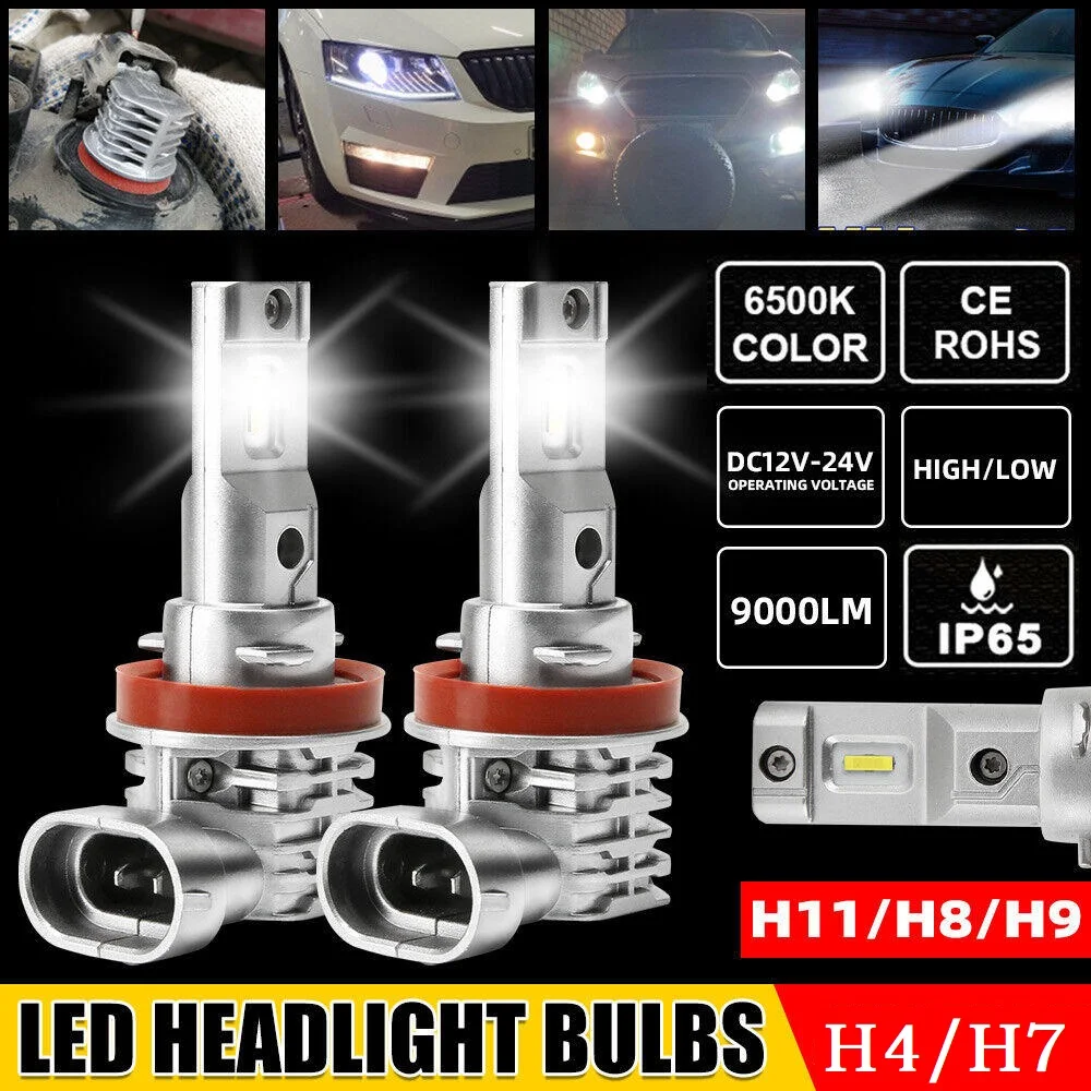 

2Pcs H4 H7 H11 H9 Car Led Lights Motorcycle Headlights in Line Headlights Ultra Bright Spotlight Car Modified Bulb 9-36V 6500K