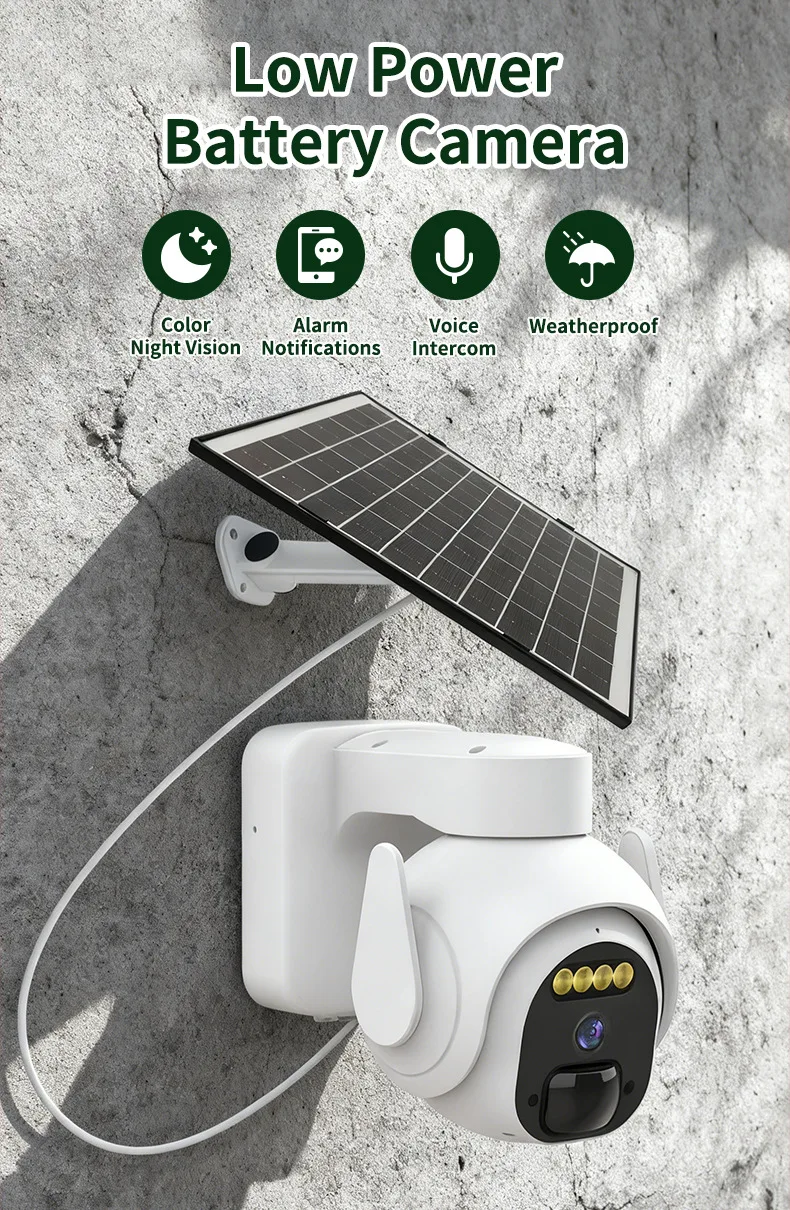 Solar powered wireless wifi home monitoring camera high-definition outdoor plug in free pan tilt rotation