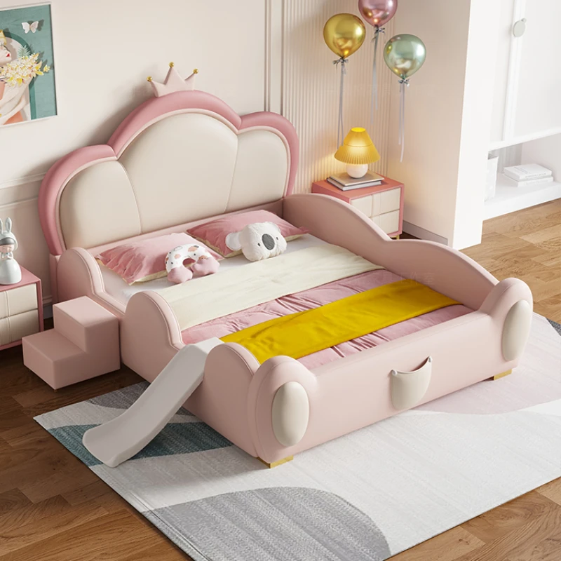 

Master Nordic Wood Bed Bases Frames Kids Cute Girl Modern Luxury Children Bed Multifunctional Princess Lit Deux Place Furniture