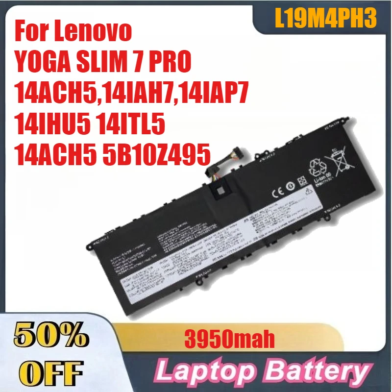 Baterai Laptop 3950Mah L19M4PH3 L19D4PH3 L19C4PH3 untuk Lenovo YOGA SLIM 7 PRO 14ACH5,14IAH7,14IAP7 14IHU5 14ITL5 14ACH5 5B10Z495