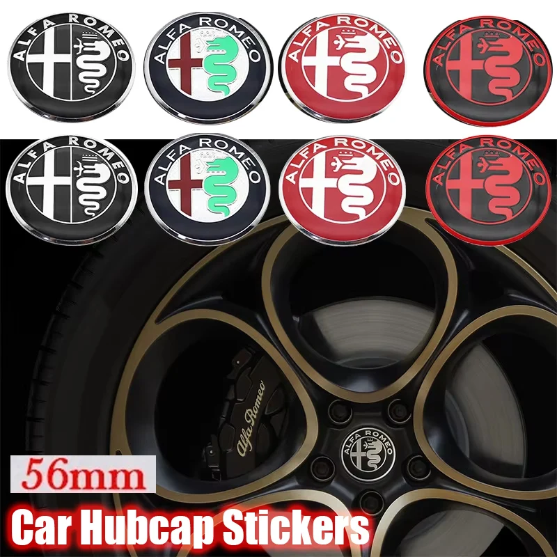 56mm Car Styling Tire Hubcap Sticker Wheel Rim Badge for Alfa Romeo Mito Giulia Giulietta 147 155 156 159 Stelvio 4C Accessories