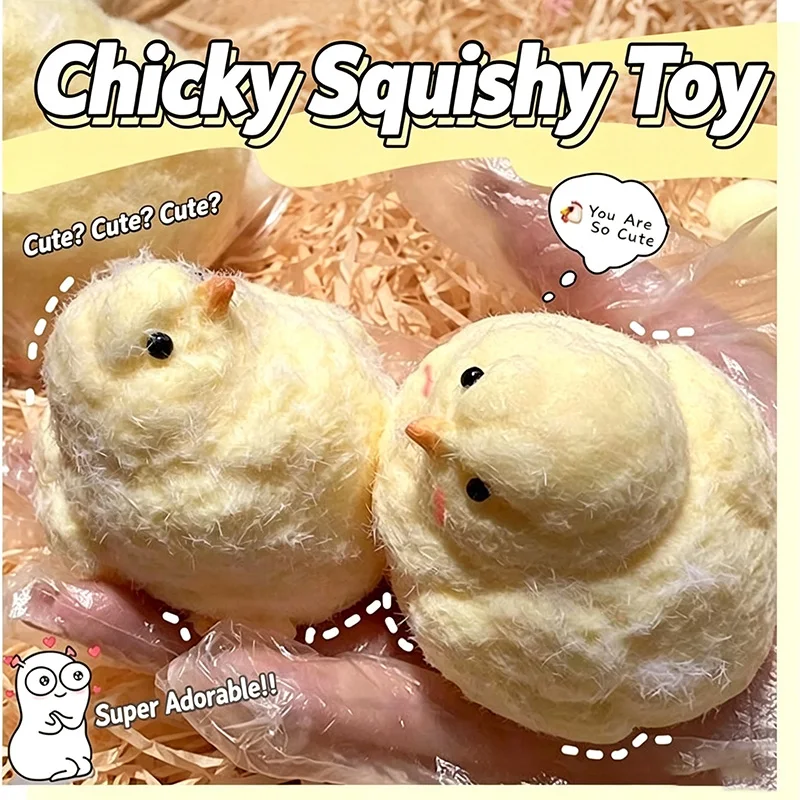 New Squishy Yellow Chick Squeeze Toy Lovely Hen Soft Fidget Toys Cute Fast Rebound Decompression Toy Birthday Anti-stress Gift view 3