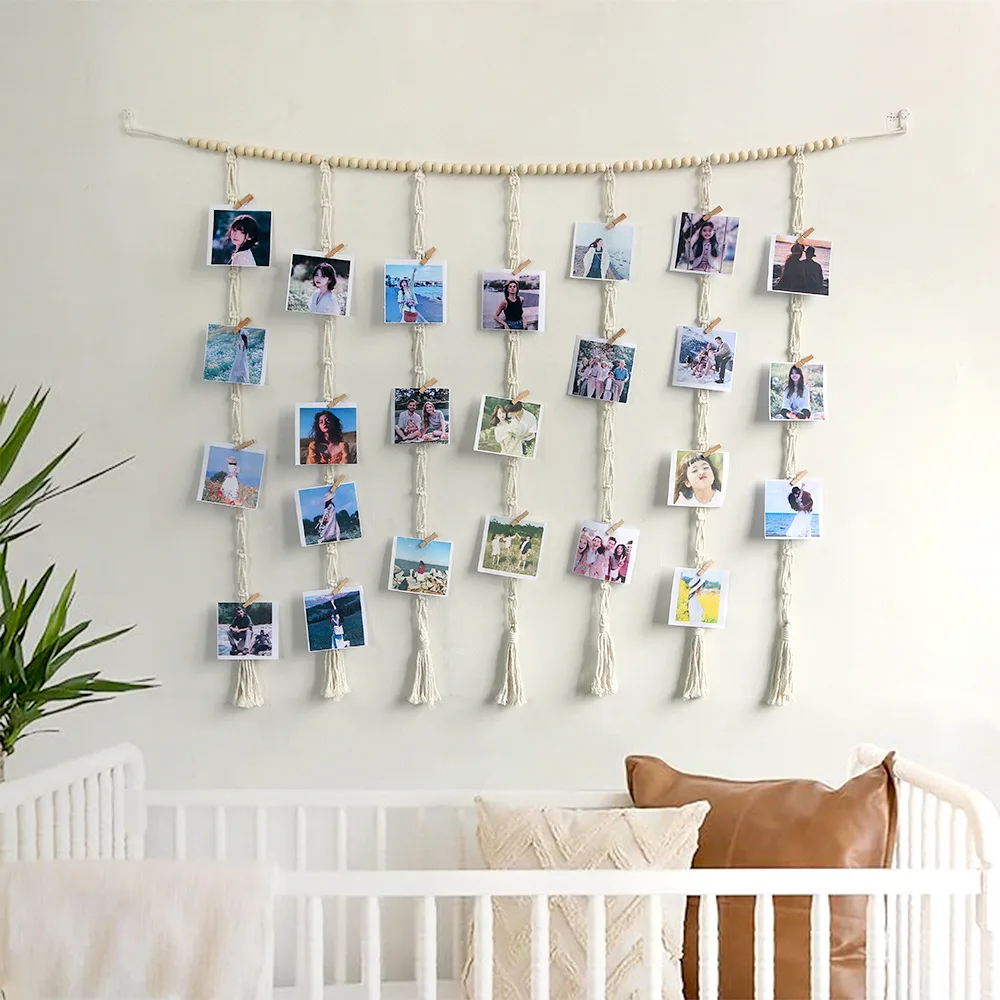 Macrame Hanging Photo Display Wall Decor
