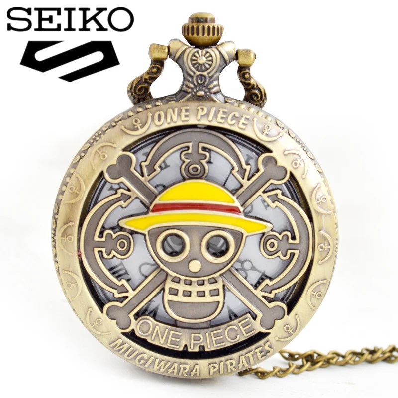 SEIKO Steampunk Anime Movie Theme Hollow Vintage Quartz Pocket Watch Retro Necklace Women Kids Birthday Xmas Gifts Bronze Watch