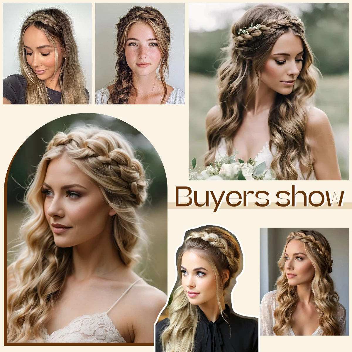 SARLA High-Quality Synthetic Fiber Braided Headband Wig, Fishtail Braid Headband, Bohemian Style Women's Hair Accessory Wig, sui image 2