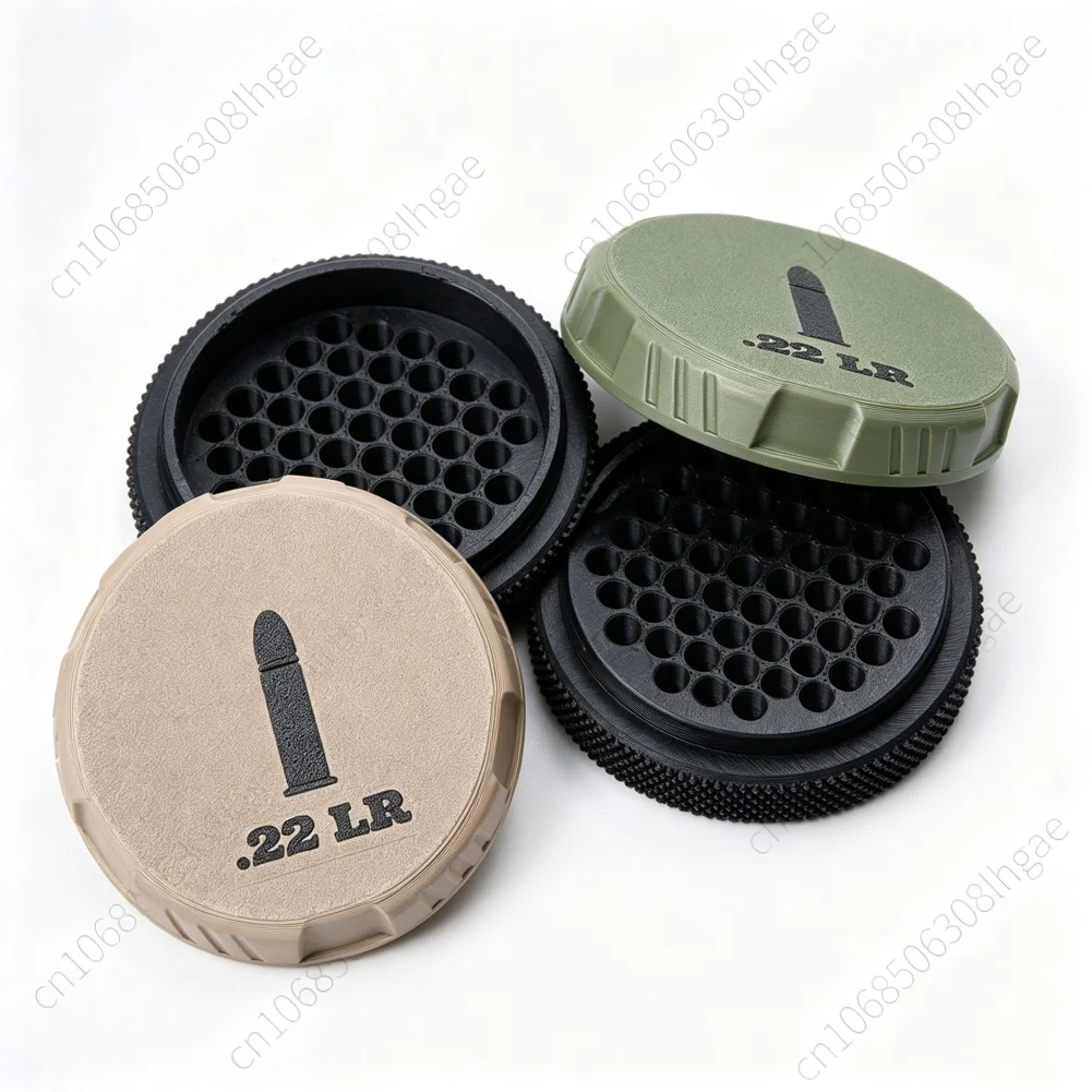 1/2pcs 22 LR Ammo Storage Box Round Interlocking Tactical Dispenser Threaded Stackable Container for Range Bag Hunting Pouches