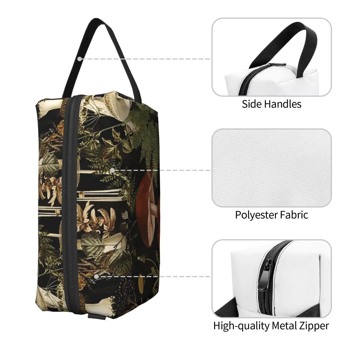 Midnight Mushrooms Forest Botanical Night Garden Makeup Bag Cosmetic Storage Dopp Kit Toiletry Cosmetic Bag for Women Beauty view 3