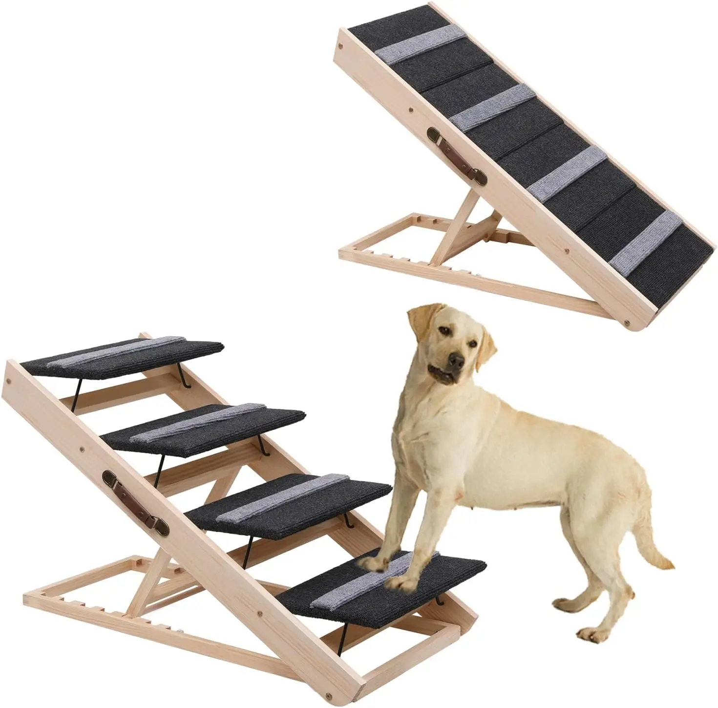 

Upgrade 2-in-1 Pet Ramp Dog Stairs, Folding Portable for Small & Large Old Animals, Non-Slip, Height Adjustable 11.8-23.6"