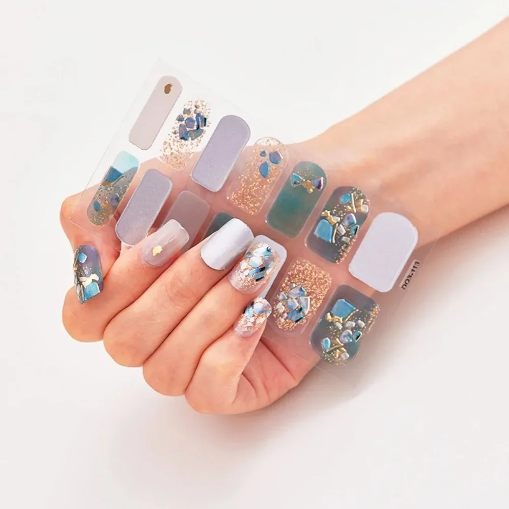 Nagels tecker halb gehärtete Gel nagelst reifen Patch Slider Blumen Farbverlauf Farbe Voll deckel Gel Wraps wasserdichte Aufkleber