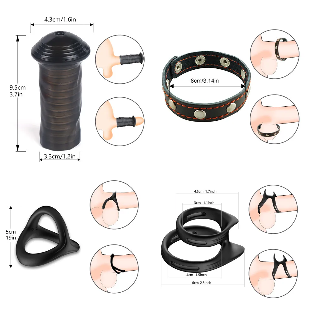 Penis Ring Sleeves for Penile Reusable Cock Ring Adult Toys for Men 18 Dick Enlargement Delay Ejaculation Cockrings Sex Products