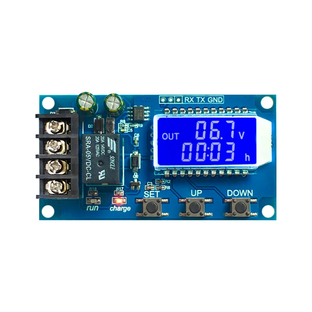 Lithium Battery Charge Controller Protection Board Auto Charging/Cycle Charge/Limited Time Charge Switch Relay LCD Display 6-60V