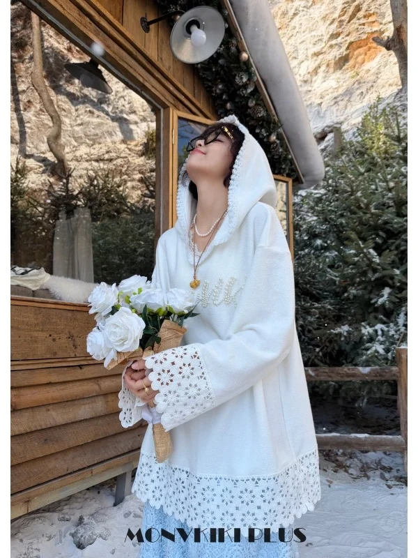 

Толстовка оверсайз повседневная с кружевными вставками, влагоотводящая, с длинным рукавом, с цветочным принтом, из полиэстера и вискозы