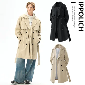 Jackets Man Spring Men's coats Trench Coat Male Streetwear Windbreaker Trenchcoat Men Solid Business Casual Loose Long Overcoat
