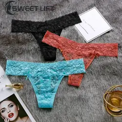 Lace Underwear Enhances Moisture Absorption And Breathability Lace Waistband Design Hollow Triangle Top For Women Elastic Hem