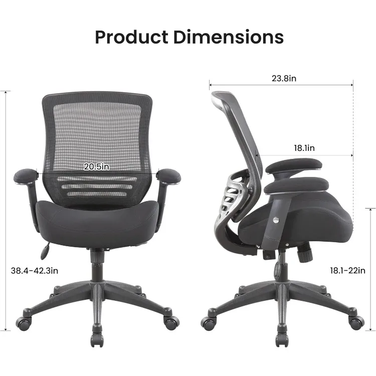 400lbs Ergonomic Office Chair with Super Soft Adjustable Arms,Molded Foam Seat