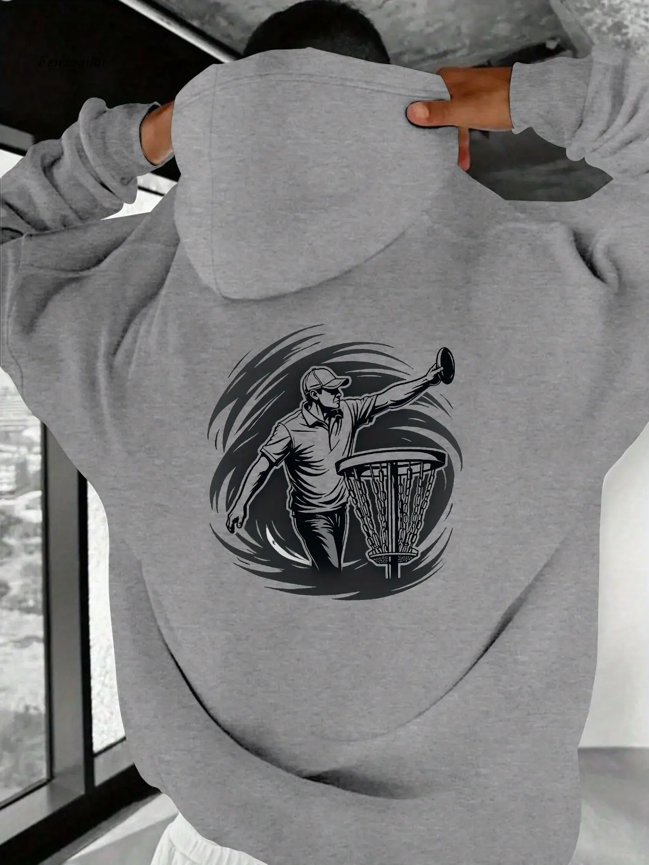 هوديي - سترة بغطاء للرأس برسومات Disc Golf Backswing Action - قماش ثقيل الوزن للرياضات الخارجية والملابس الكاجوال #2