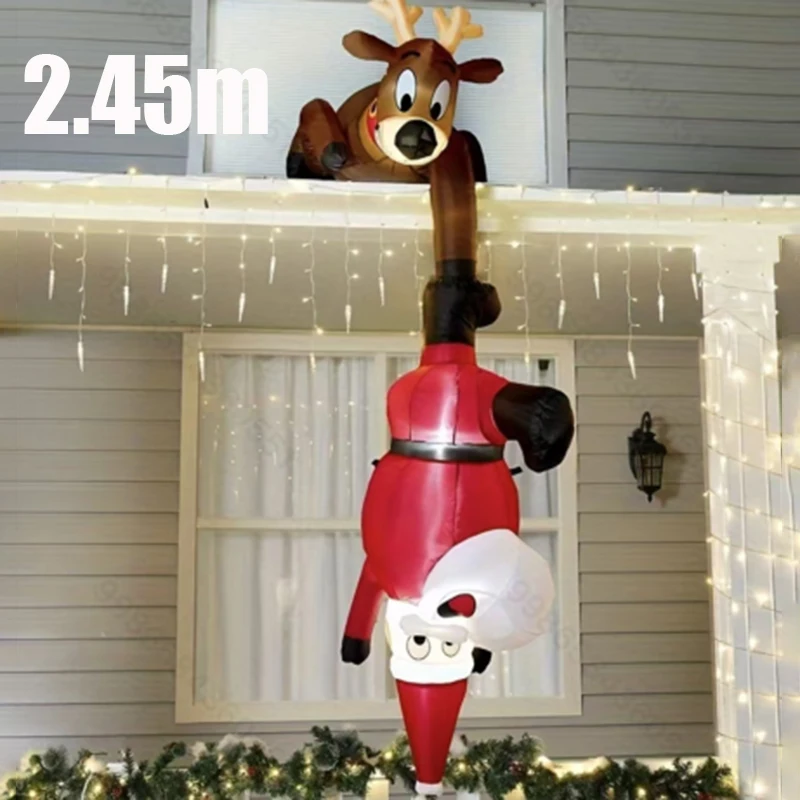 8FT 2.45m Giant Christmas Inflatable Climbing Santa Claus 6FT 1.82m Outdoor Decoration Party Blow Ups Xmas Decor for Yard Eaves